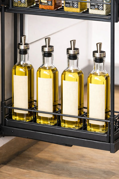 Cesta extraible angosta o especiero con porta botellas ANTRACITA