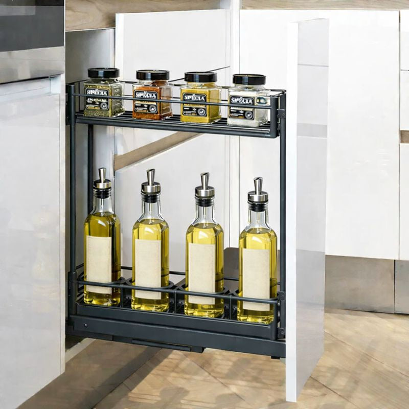 Cesta extraible angosta o especiero con porta botellas ANTRACITA