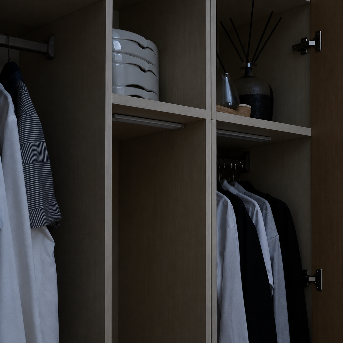 Clóset oscuro, antes de instalar la luz LED