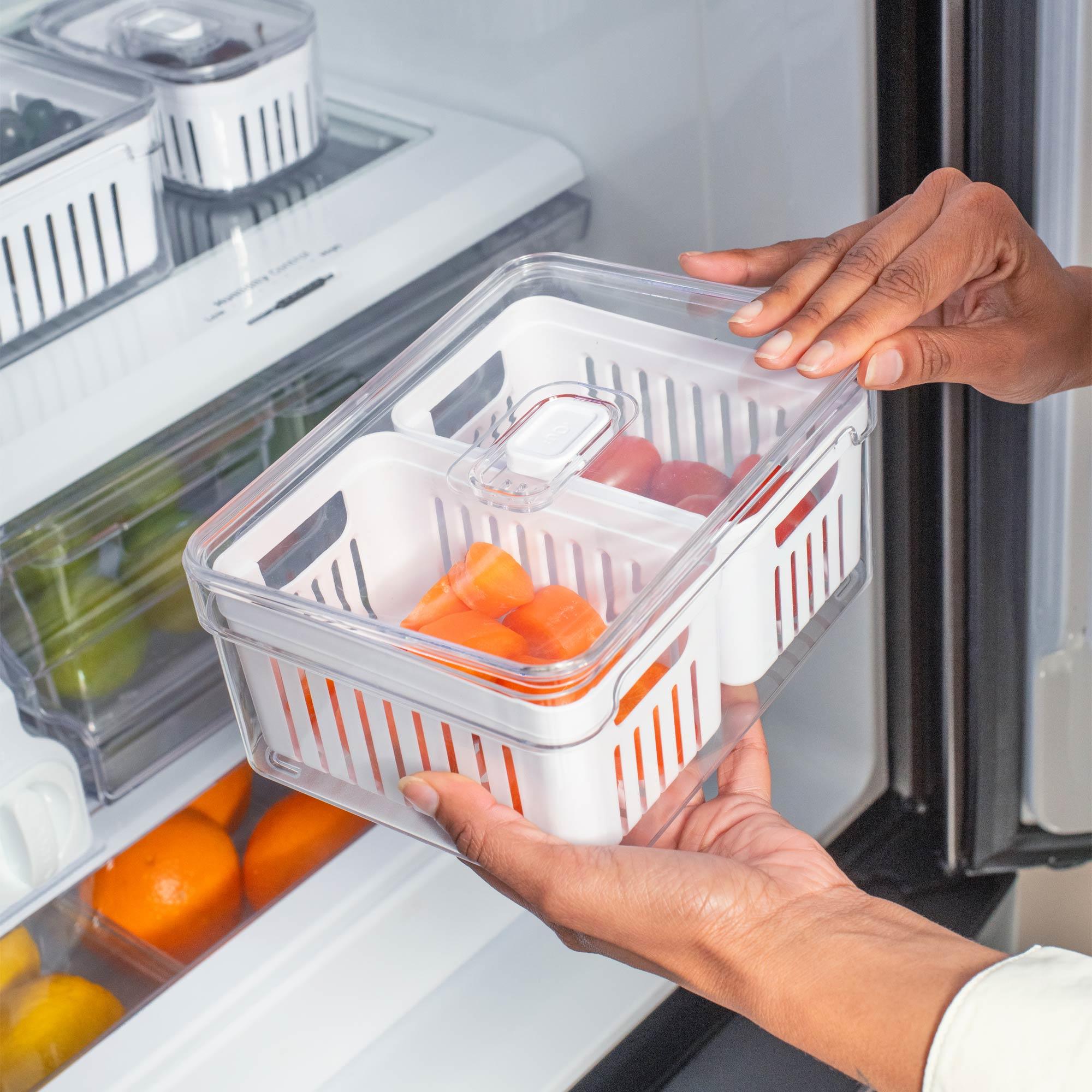 Organizador de refrigerador Clear Fresh con doble cesta de 2,2 lt OU