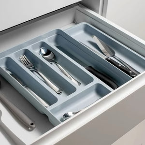 Organizador de cubiertos extensible logic gris